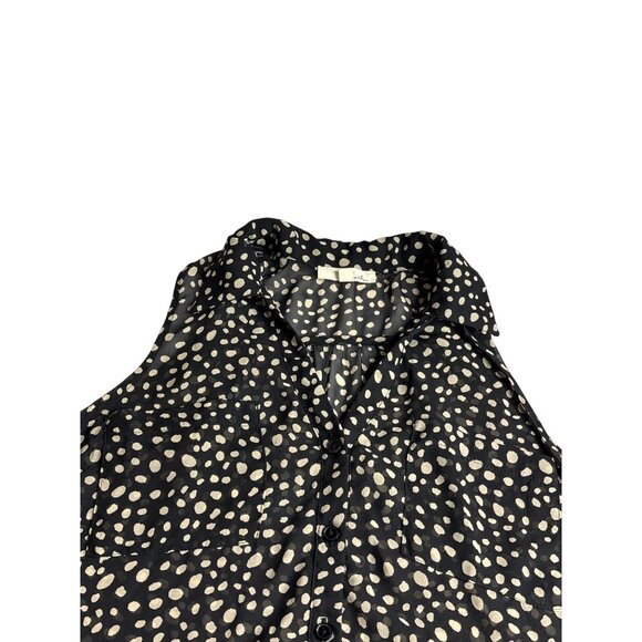 Vintage Y2K Lush Abstract Dot Sleeveless Button Front Top XS High Low Sheer - Picture 2 of 6